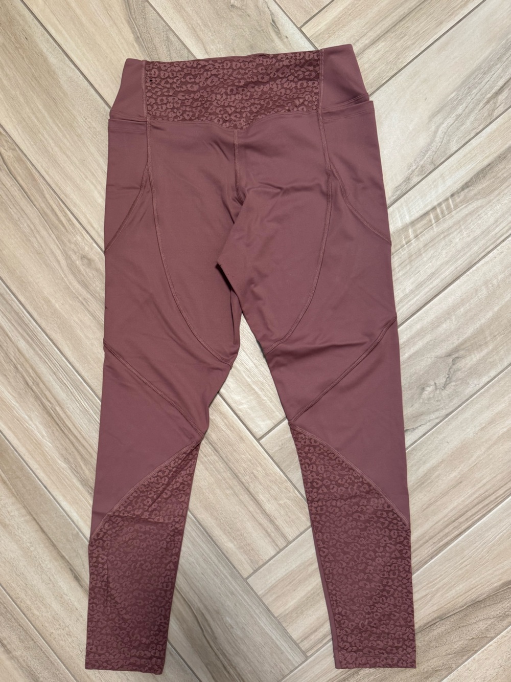 PINK Victoria's Secret Mauve Lace Trimmed Leggings